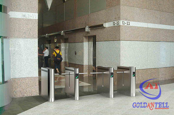 Office Entrance Stainless Steel Drop Arm RFID Turnstile With 600mm Passage Width