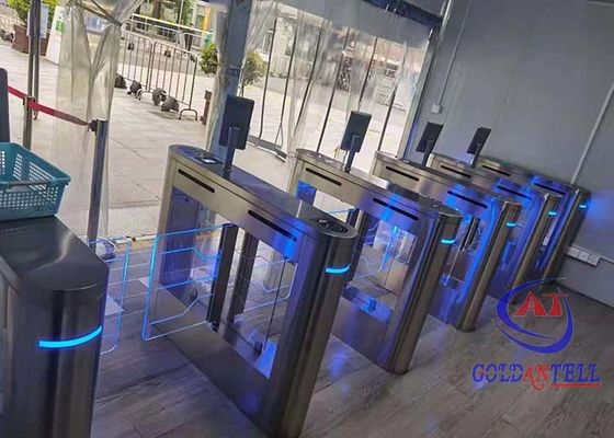 Low Noise Optical Face Recognition Turnstiles High Speed Anti Crush Swing Barrier Gate