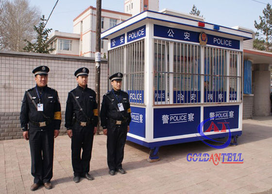 Color Steel Prafab Mobile Sentry Box For Police Working Desk , Electricity , Light
